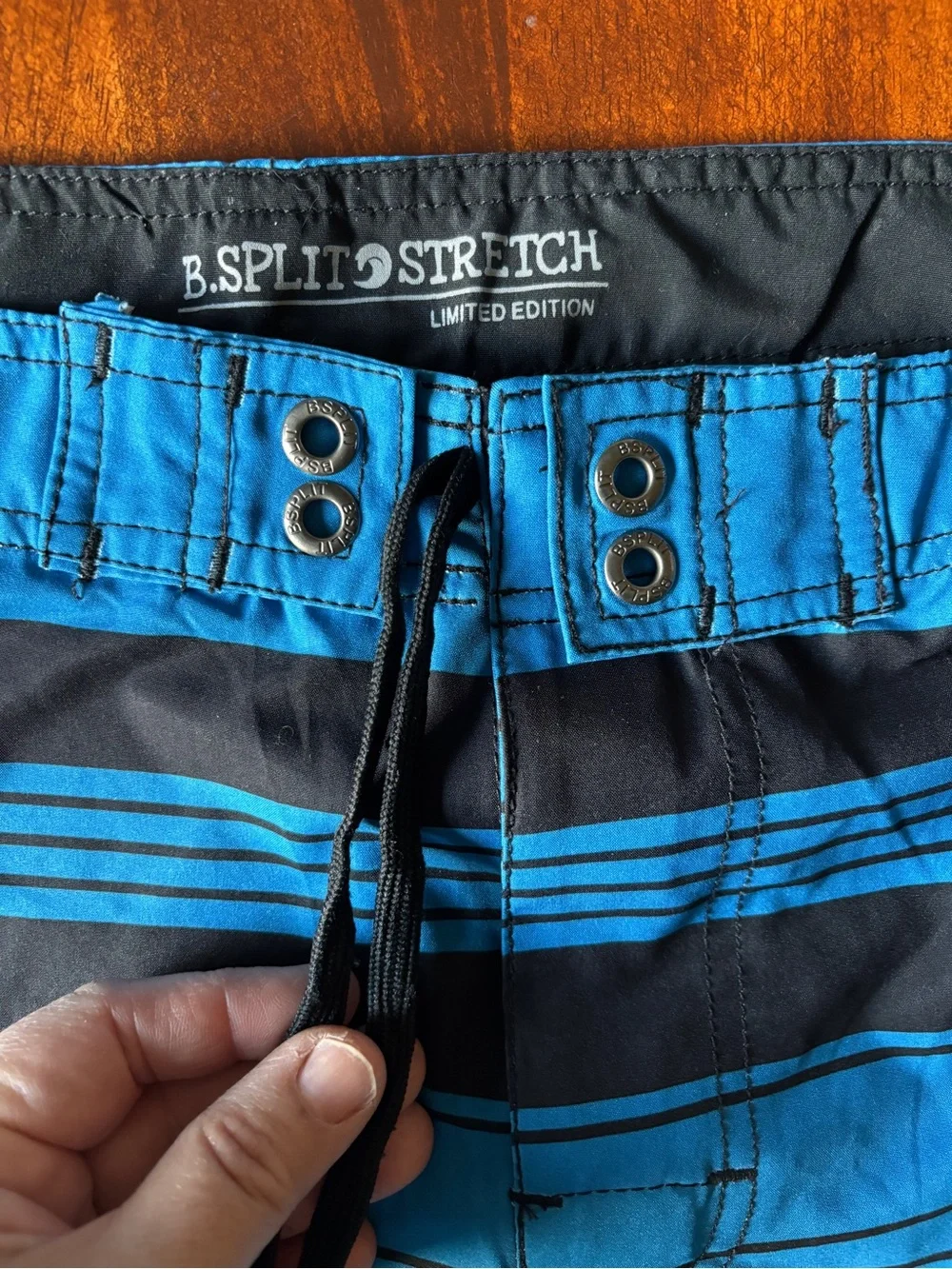 B.Split Stretch Men's Board Shorts XXL Swim Trunks Lace Up Blue